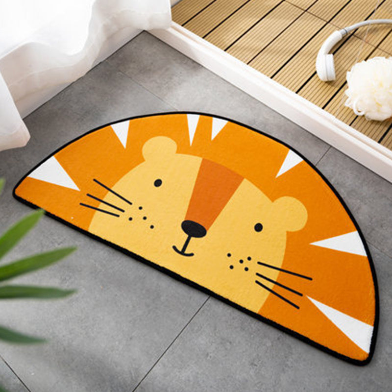 BowLift | Children Children's Room Irregular Rug in Pink and Orange Animals Tiger Lion Rabbit Print Rug Polyester Stain-resistant Area Rug