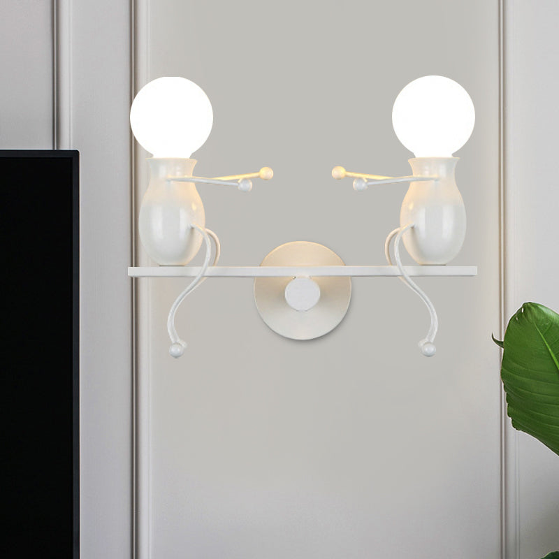 BowLift | Black/White/Red Childish Wall-Mounted Lamp Kids 2 Heads Metal Wall Light with Swing Arm