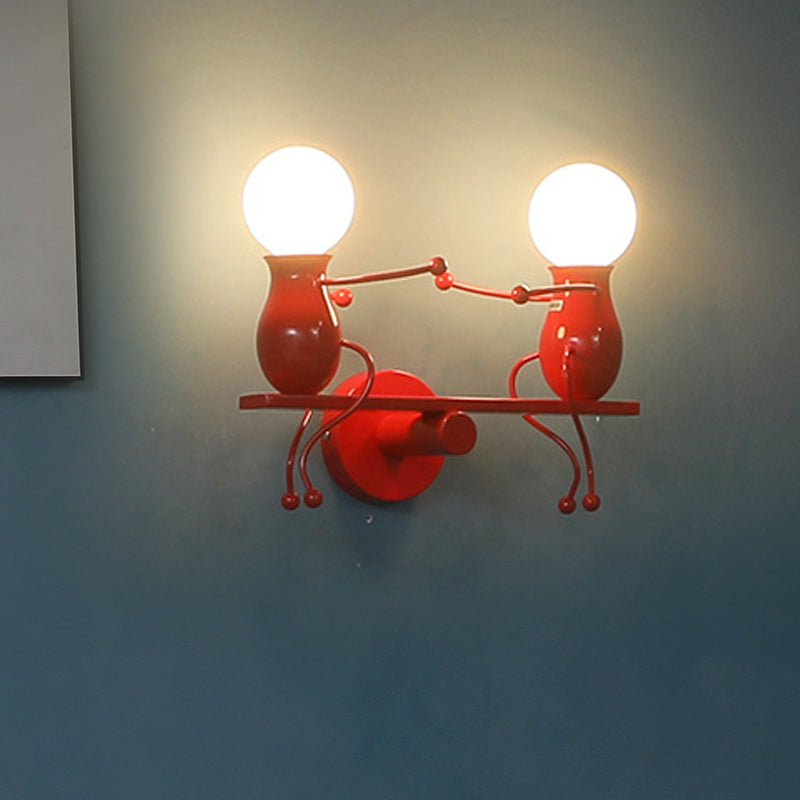 BowLift | Black/White/Red Childish Wall-Mounted Lamp Kids 2 Heads Metal Wall Light with Swing Arm