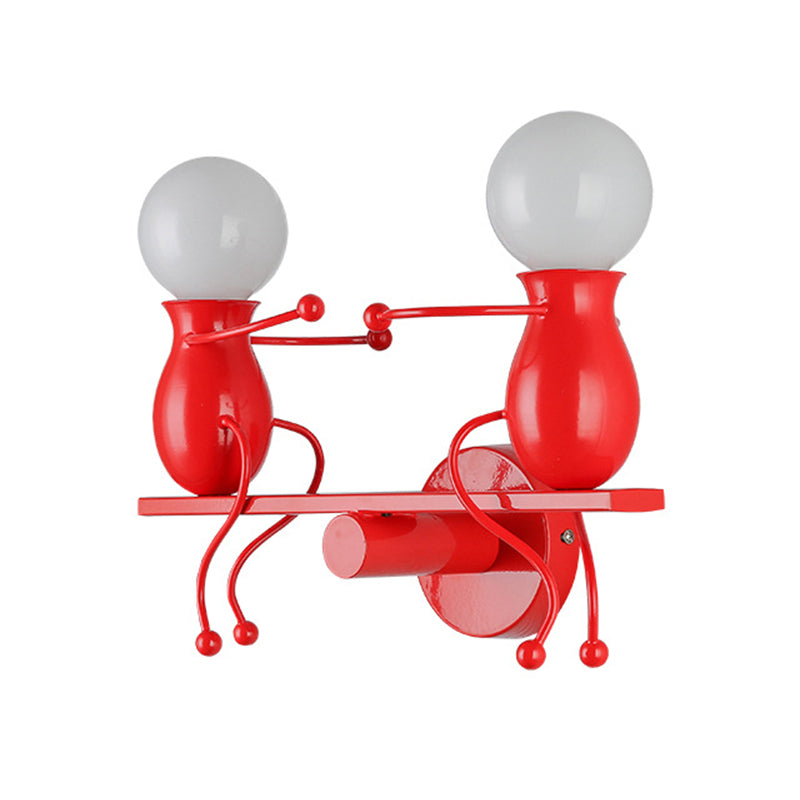 BowLift | Black/White/Red Childish Wall-Mounted Lamp Kids 2 Heads Metal Wall Light with Swing Arm