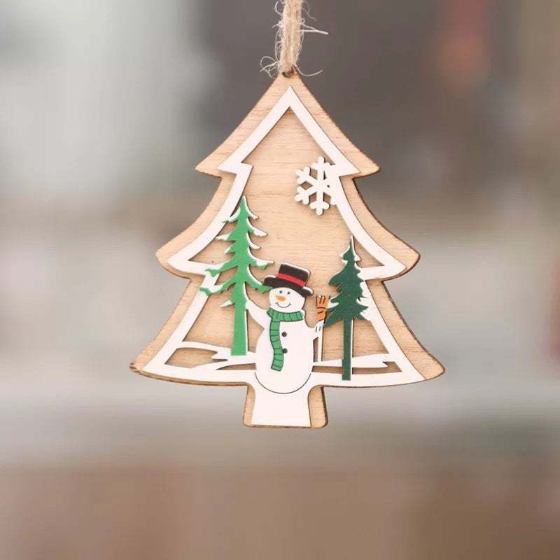 BowLift | Christmas tree small pendant wooden five-pointed star bell pendant gift Christmas decoration wooden