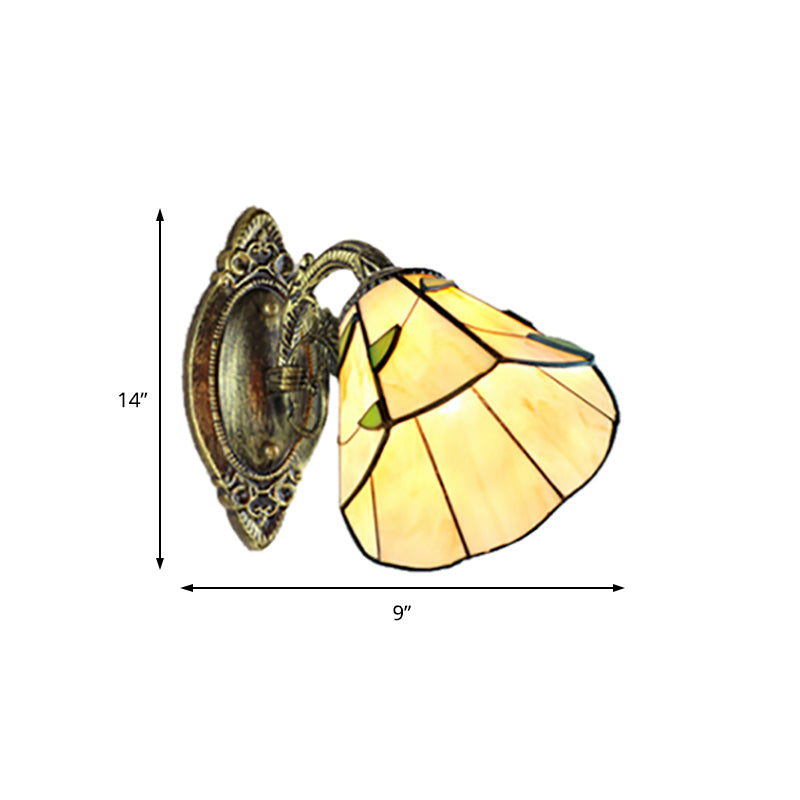 BowLift | Stained Glass Wall Lamp with Curved Arm A Light Tiffany Wall Light in Brass
