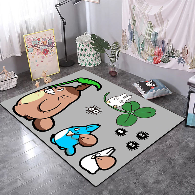 BowLift | Casual Kids Rug in Black and Gray Animal Tiger Deer Pattern Rug Polyester Pet-Friendly Rug for the Children's Room