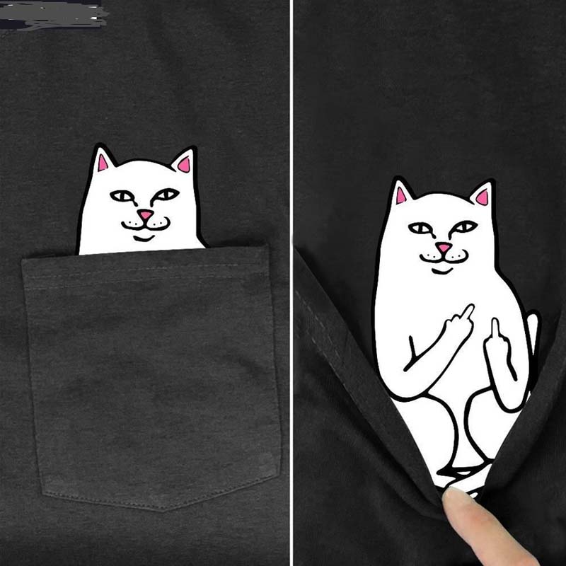BowLift | Pockets Middle Finger Cat T-Shirt