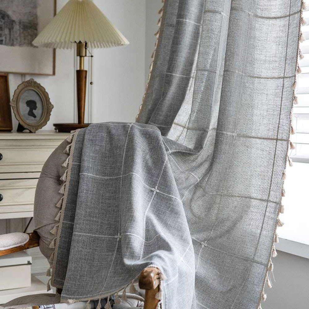 BowLift | Plaid Tassel Semi-Blackout Curtains – Boho Style Drapes