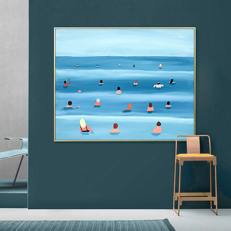 BowLift | Canvas Textured Painting Tropical Sea Sport Wall Art Decor in Soft Colors for the Dining Room