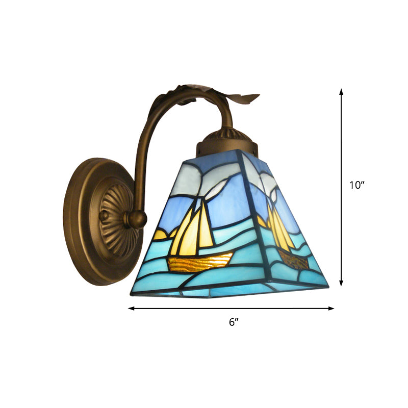 BowLift | 1 Light Sailboat Wall Lamp Light Nautical Glass Window Wall Mount Light in Brass