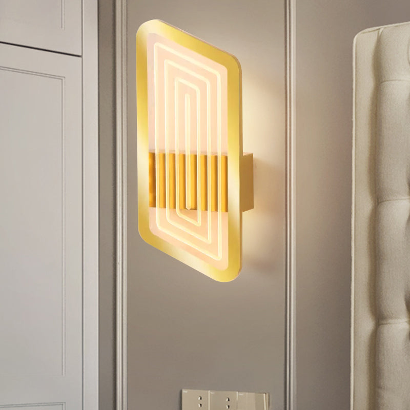 BowLift | Black/Gold Rectangular Wall Light Fixture Nordic Metal Wall Lamp Lighting in Warm/White Light, 12.5"/19.5" Wide