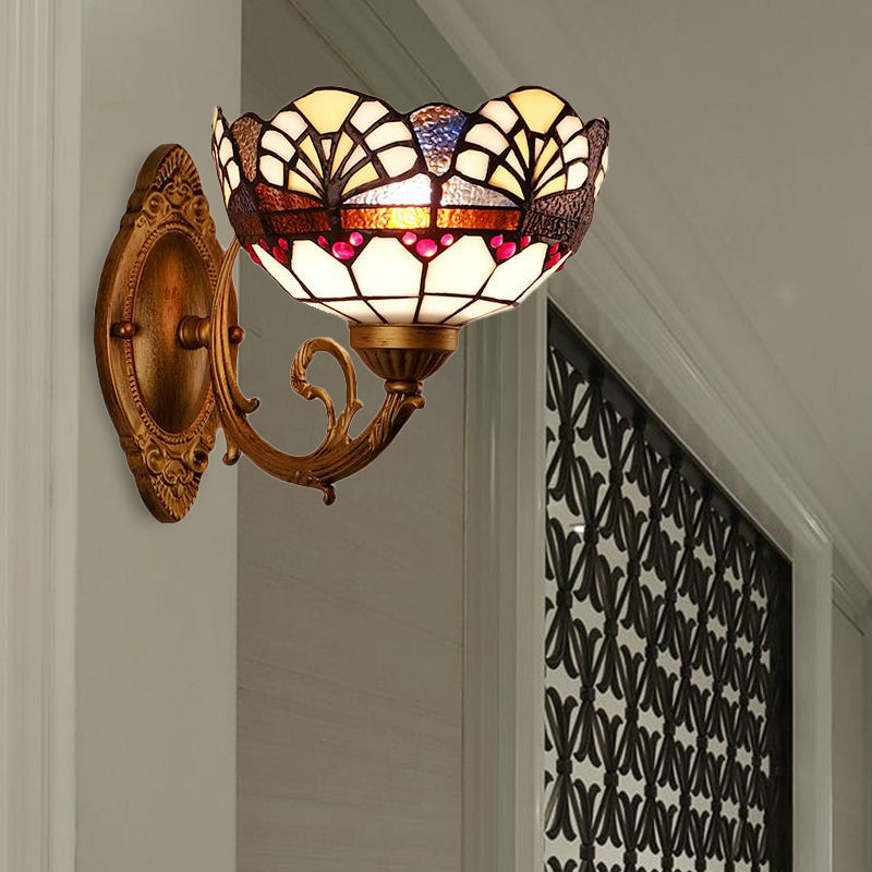 BowLift | Stained Glass Wall Lighting Loft Vintage 1 Light Wall Lamp for Living Room