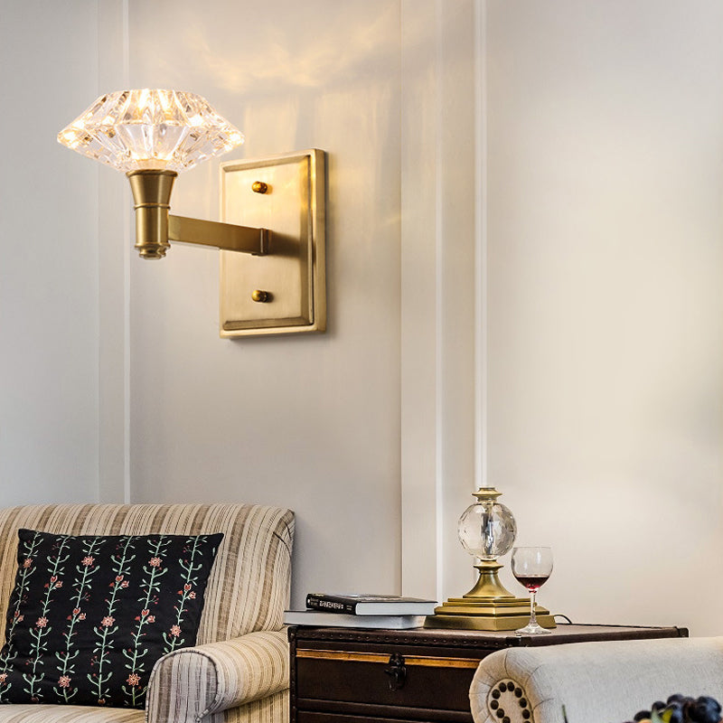 BowLift | Shell Wall Mounted Lighting Simplicity Clear Crystal 1/2-Light Door Wall Sconce with Straight Arm in Brass