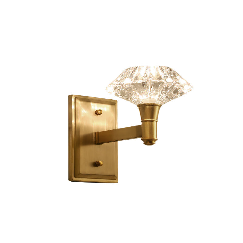 BowLift | Shell Wall Mounted Lighting Simplicity Clear Crystal 1/2-Light Door Wall Sconce with Straight Arm in Brass