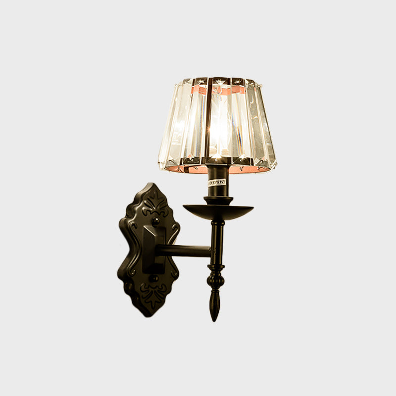 BowLift | Cone Wall Lamp Simple Crystal Prisms 1/2-Cup Black Wall Lamp with Candle Holder Design