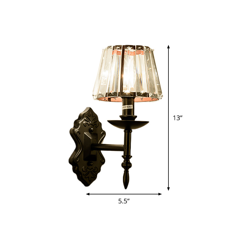 BowLift | Cone Wall Lamp Simple Crystal Prisms 1/2-Cup Black Wall Lamp with Candle Holder Design