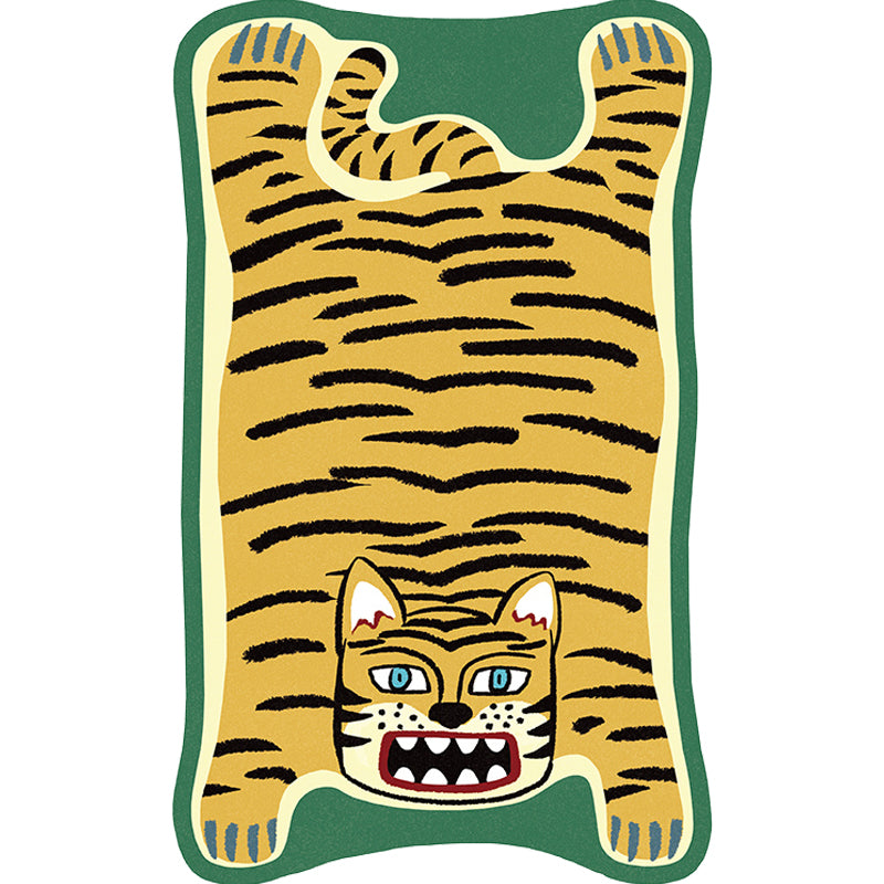 BowLift | Yellow and Brown Irregular Rug Children's Room Animal Tiger Leopard Lion Pattern Rug Polyester Stain Resistant Carpet