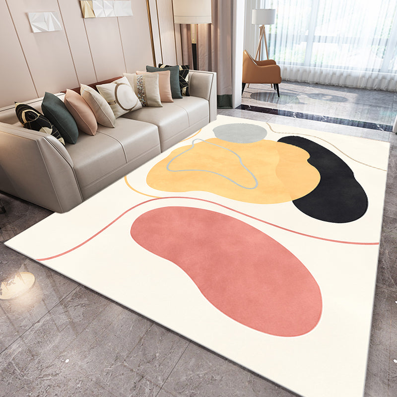 BowLift | Beige Abstract Carpet Polyester Modern Carpet Nonslip Background Pet-Friendly Area Rug for Living Room