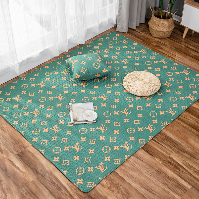 BowLift | Children Strawberry Pattern Rug Yellow and Green Cotton Rug Washable Pet-Friendly Non-Slip Rug for the Children's Room