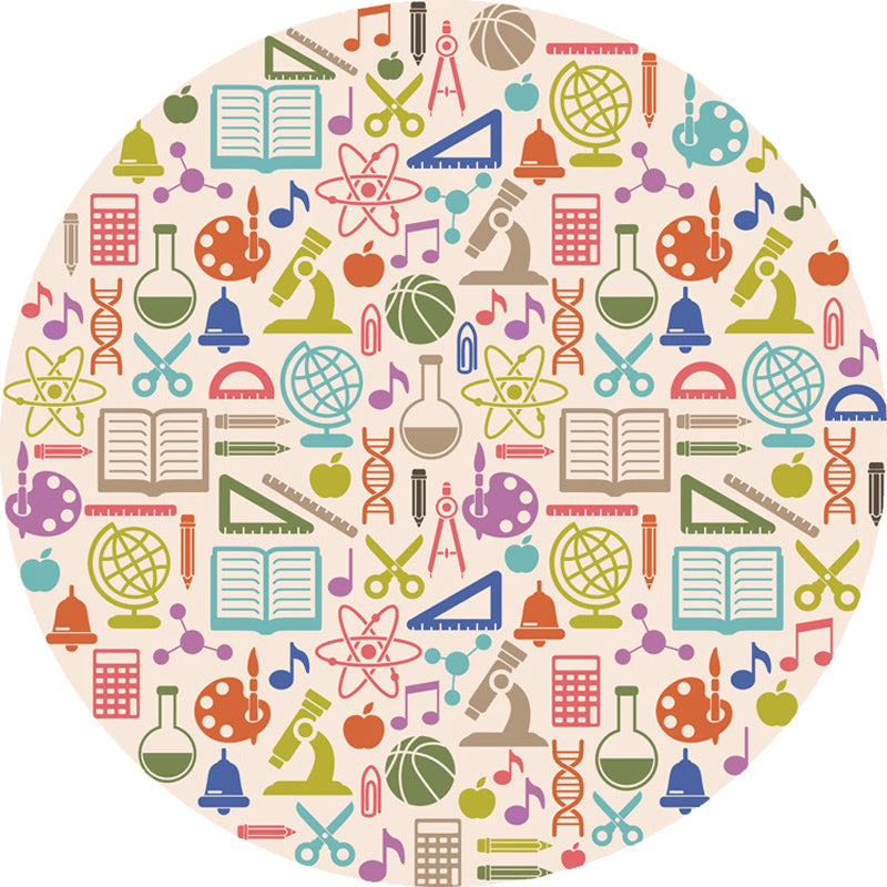 BowLift | Apricot Kids Carpet Polyester Stationary Pattern Carpet Pet Friendly Washable Non-slip Rug For Decoration