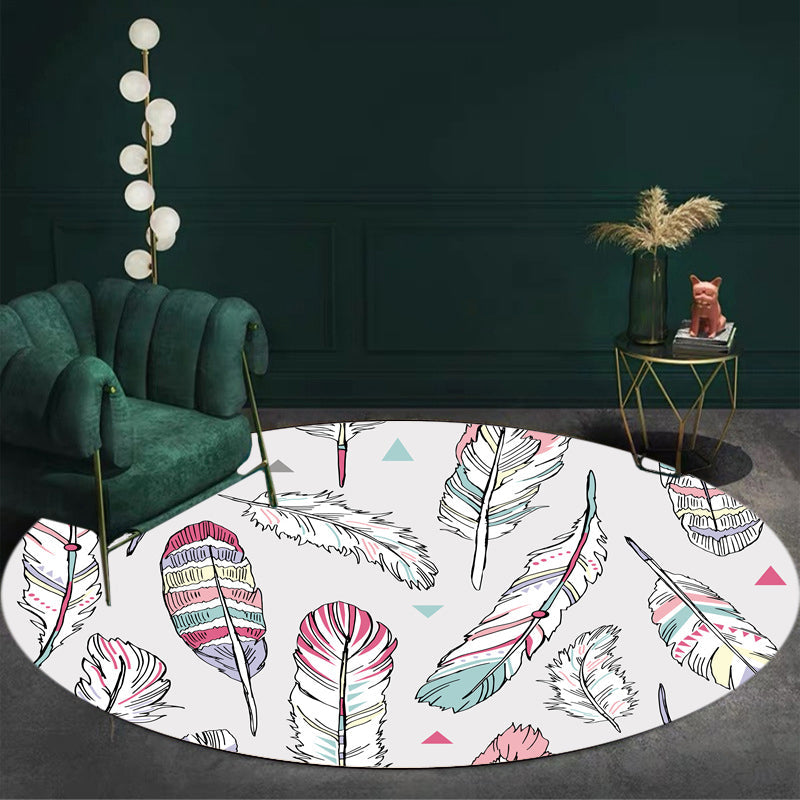 BowLift | Shaded Feather Pattern Rug Light Gray Kids Rug Polyester Pet Friendly Washable Area Rug for Children's Room