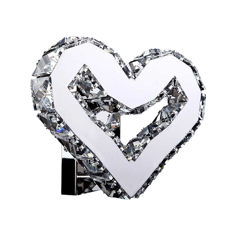 BowLift | Stainless Steel LED Love Heart Wall Light Modernism Clear Crystal Wall Mounted Lamp in Warm/White Light
