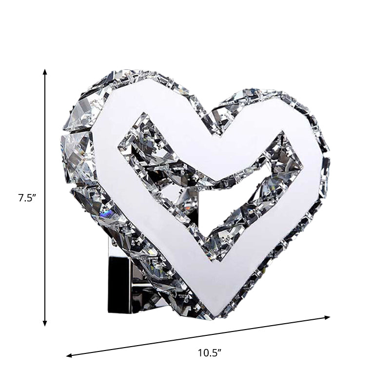 BowLift | Stainless Steel LED Love Heart Wall Light Modernism Clear Crystal Wall Mounted Lamp in Warm/White Light