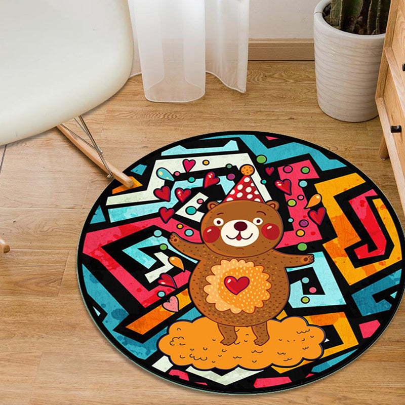 BowLift | Colorful Cartoon Animal Pattern Carpet with Fish Multicolor Children’s Carpet Polyester Washable Pet-Friendly Non-Slip Rug for Children’s Room
