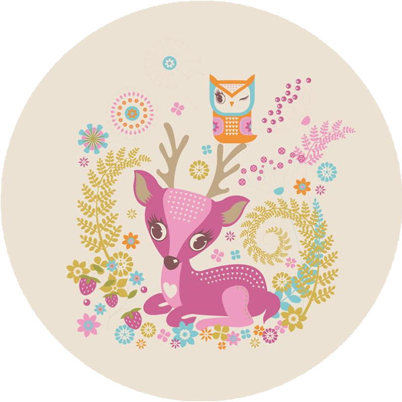 BowLift | Beautiful Cartoon Animal Pattern Rug Beige and Red Kids Rug Polyester Pet-Friendly Washable Area Rug for the Children's Room