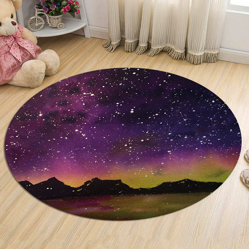BowLift | Black and Blue Kids Carpet Polyester Galaxy Pattern Rug Pet-Friendly Washable Non-Slip Backing Carpet for Decoration