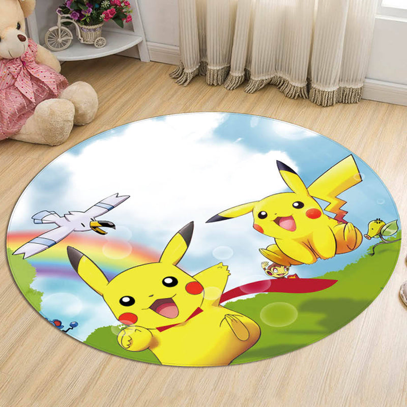 BowLift | Yellow Kids Carpet Polyester Cartoon Animal Pattern Carpet Pet Friendly Washable Non-slip Backing Rug for Decoration