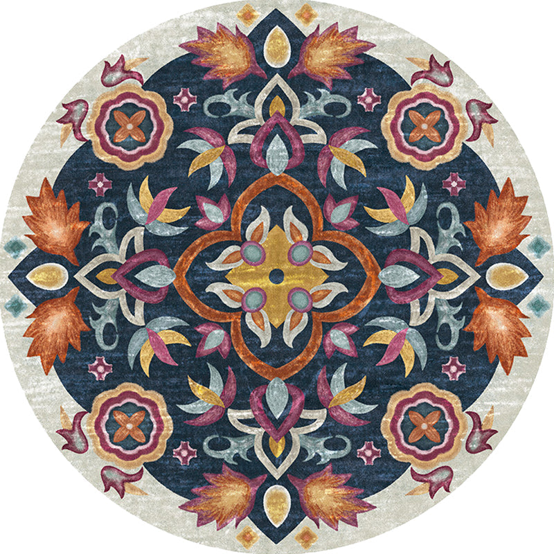 BowLift | Unique Flower Pattern Rug Colorful Moroccan Rug Polyester Pet Friendly Non-Slip Back Washable Rug for the Living Room
