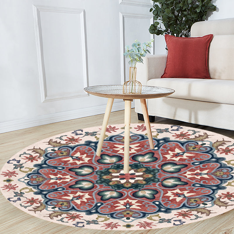BowLift | Unique Flower Pattern Rug Colorful Moroccan Rug Polyester Pet Friendly Non-Slip Back Washable Rug for the Living Room
