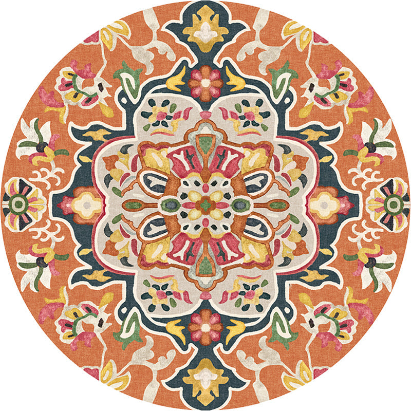 BowLift | Unique Flower Pattern Rug Colorful Moroccan Rug Polyester Pet Friendly Non-Slip Back Washable Rug for the Living Room