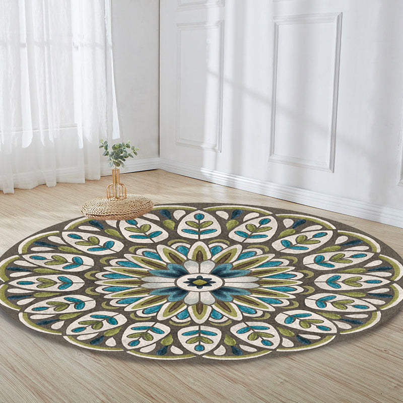 BowLift | Unique Flower Pattern Rug Colorful Moroccan Rug Polyester Pet Friendly Non-Slip Back Washable Rug for the Living Room