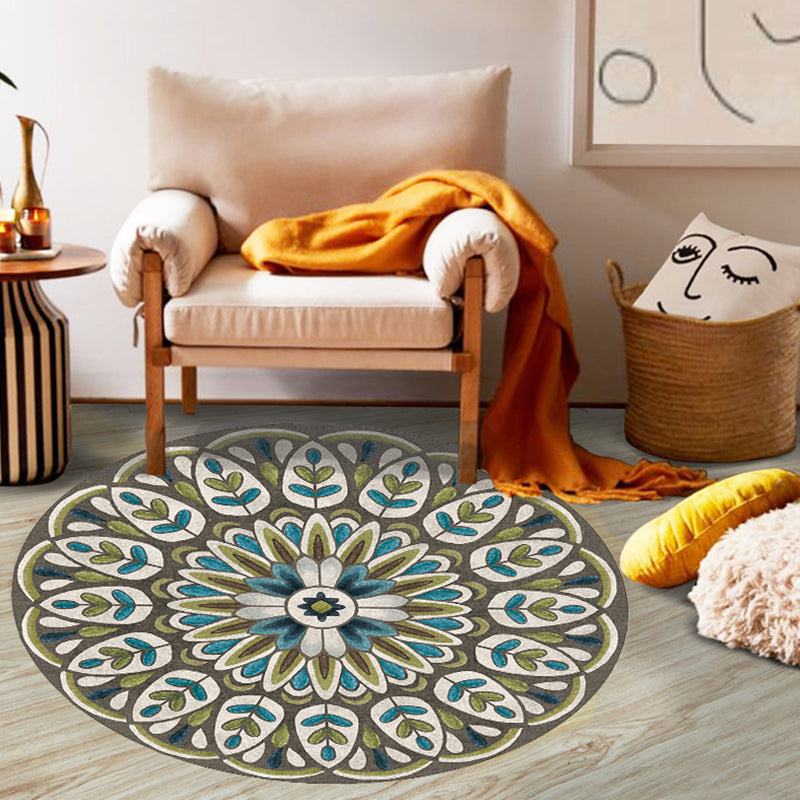BowLift | Unique Flower Pattern Rug Colorful Moroccan Rug Polyester Pet Friendly Non-Slip Back Washable Rug for the Living Room