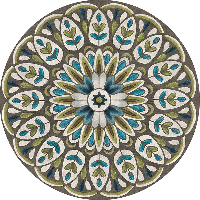 BowLift | Unique Flower Pattern Rug Colorful Moroccan Rug Polyester Pet Friendly Non-Slip Back Washable Rug for the Living Room