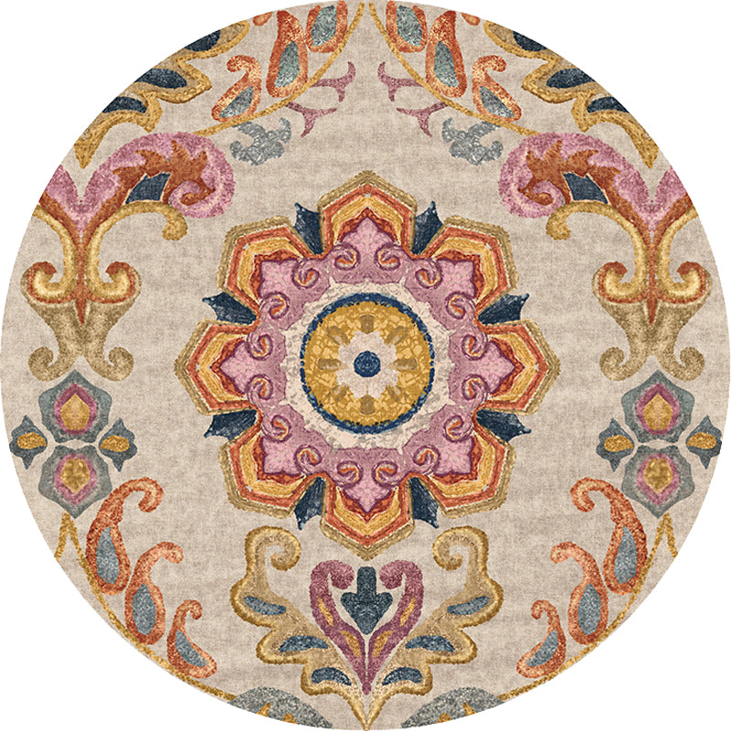 BowLift | Unique Flower Pattern Rug Colorful Moroccan Rug Polyester Pet Friendly Non-Slip Back Washable Rug for the Living Room
