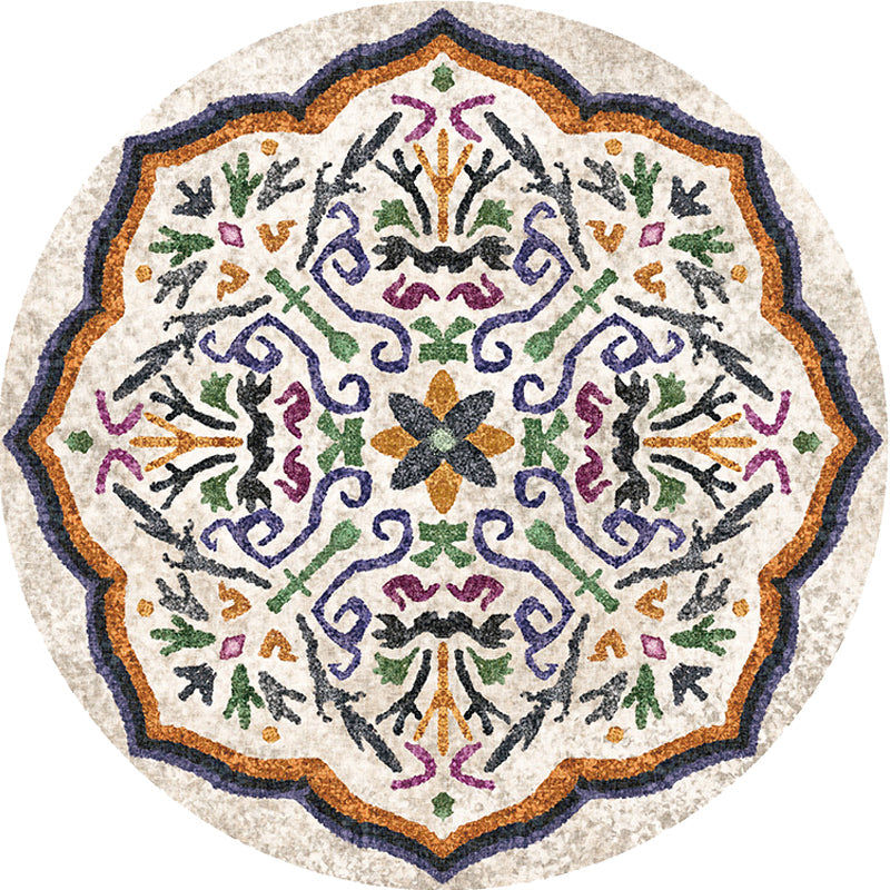 BowLift | Unique Flower Pattern Rug Colorful Moroccan Rug Polyester Pet Friendly Non-Slip Back Washable Rug for the Living Room