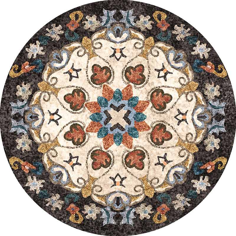 BowLift | Unique Flower Pattern Rug Colorful Moroccan Rug Polyester Pet Friendly Non-Slip Back Washable Rug for the Living Room
