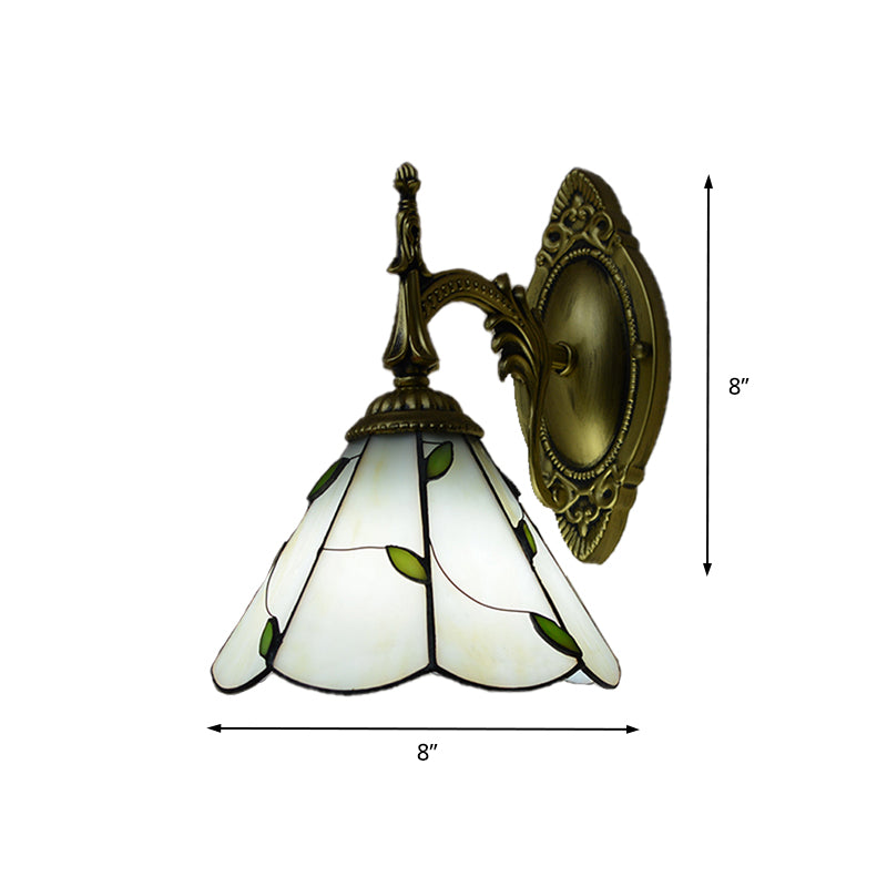 BowLift | Stained glass leaf wall-mounted light lodge loft 1 light wall lighting in white for bedroom