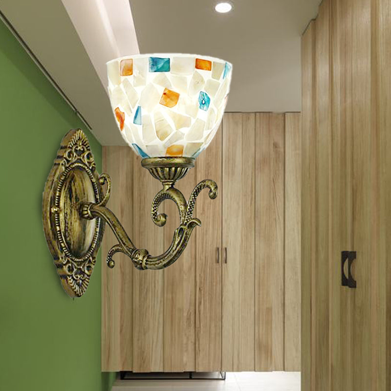 BowLift | Wall-mounted light with shade Tiffany style 1 light wall lighting in antique brass