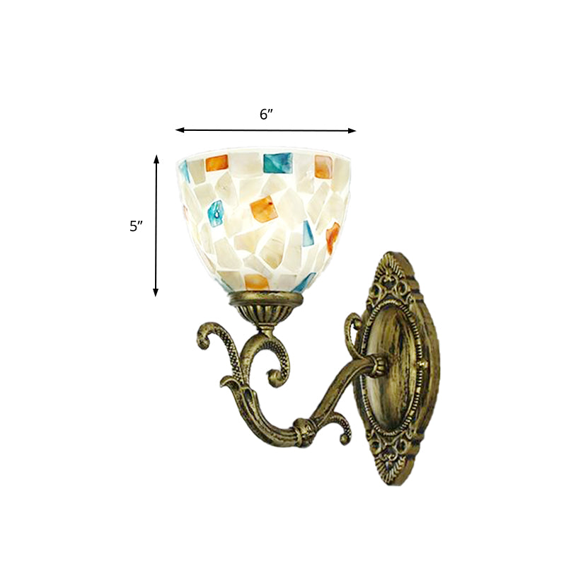 BowLift | Wall-mounted light with shade Tiffany style 1 light wall lighting in antique brass