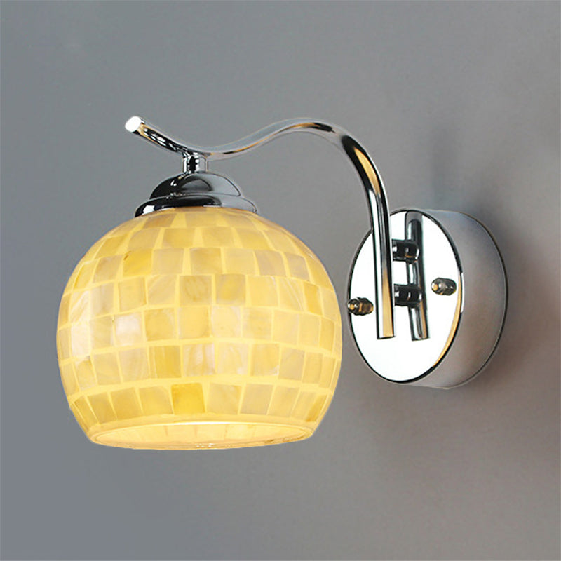 BowLift | 1 Head Hall Wall Lamp Tiffany Beige/Beige-Red Wall Light with Globe Bowl Shade