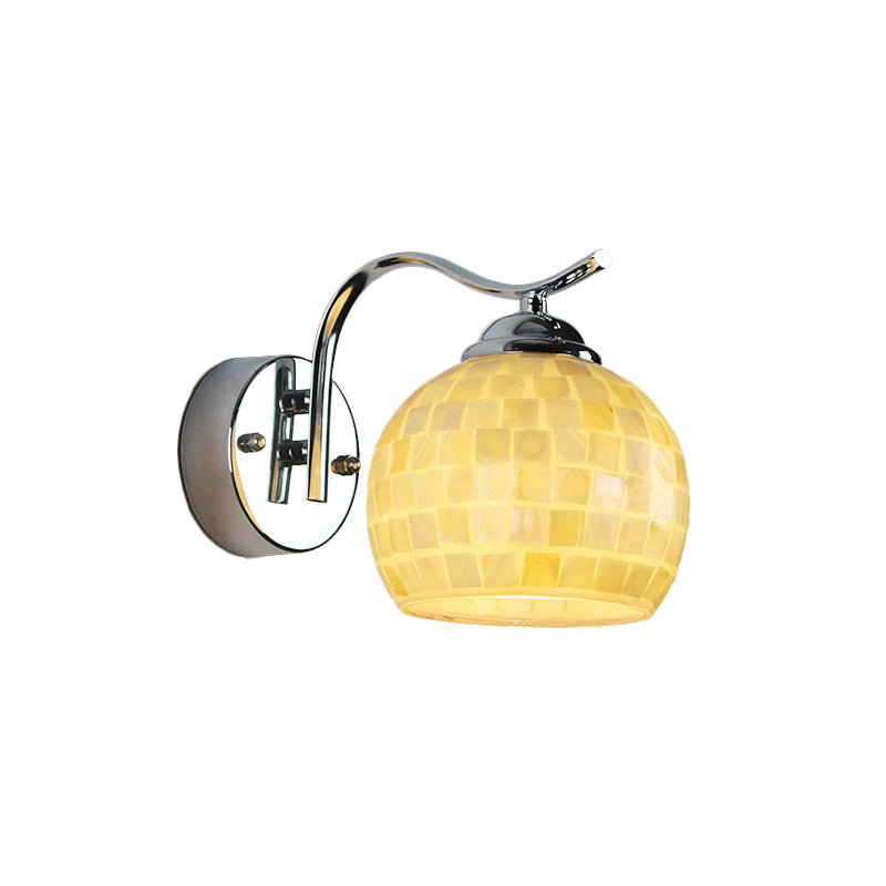 BowLift | 1 Head Hall Wall Lamp Tiffany Beige/Beige-Red Wall Light with Globe Bowl Shade