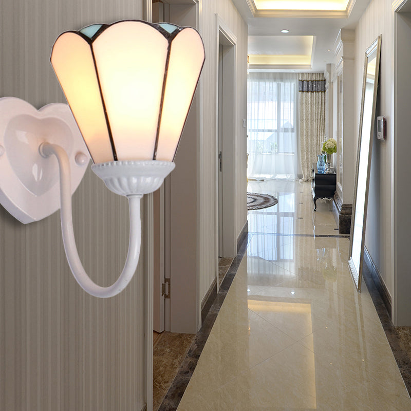 BowLift | Stained glass lily wall lamp Tiffany 1 head white/blue/antique brass wall lighting for hallway