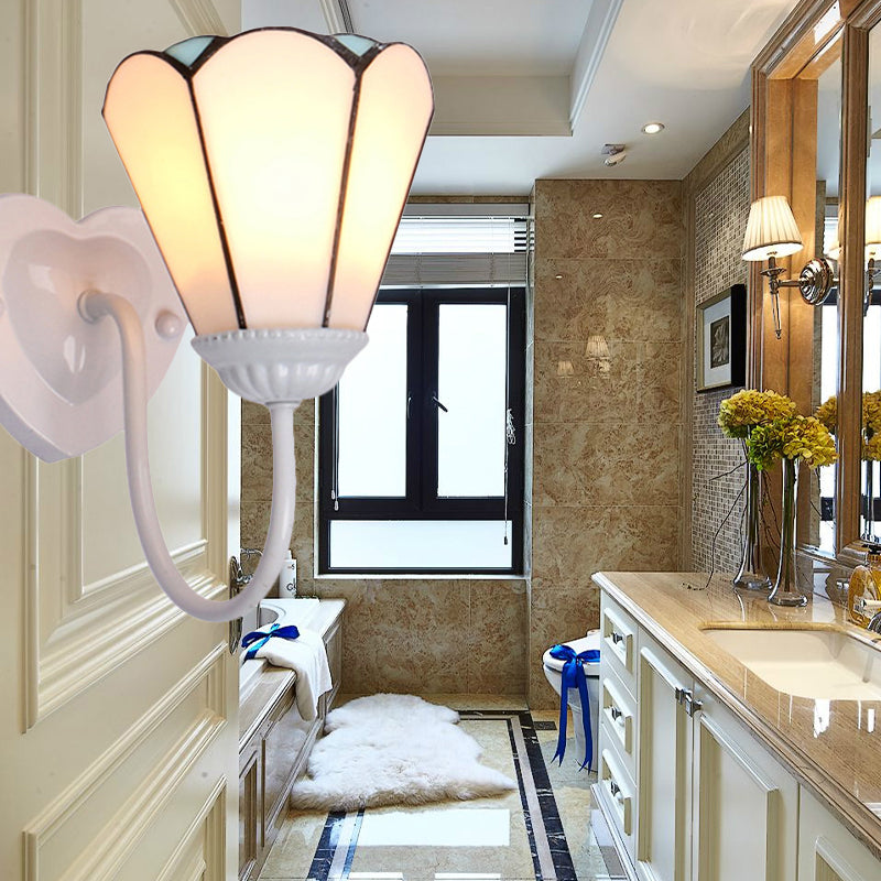 BowLift | Stained glass lily wall lamp Tiffany 1 head white/blue/antique brass wall lighting for hallway