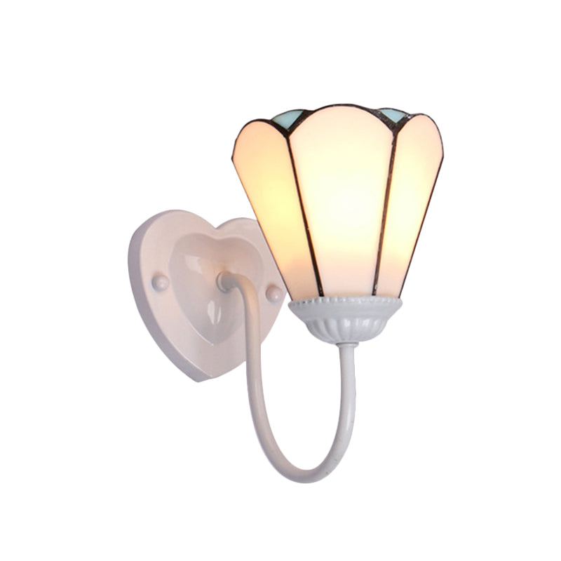 BowLift | Stained glass lily wall lamp Tiffany 1 head white/blue/antique brass wall lighting for hallway