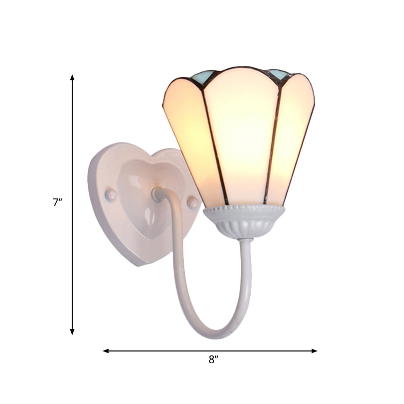 BowLift | Stained glass lily wall lamp Tiffany 1 head white/blue/antique brass wall lighting for hallway