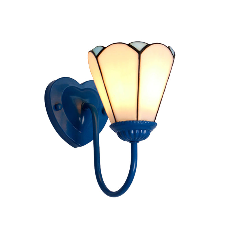 BowLift | Stained glass lily wall lamp Tiffany 1 head white/blue/antique brass wall lighting for hallway