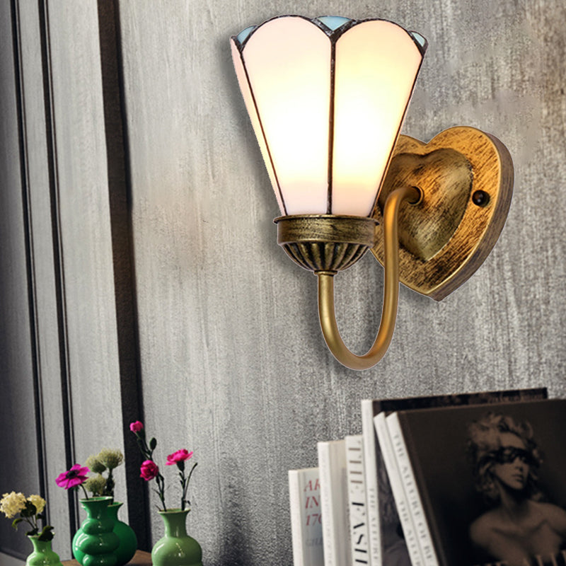 BowLift | Stained glass lily wall lamp Tiffany 1 head white/blue/antique brass wall lighting for hallway