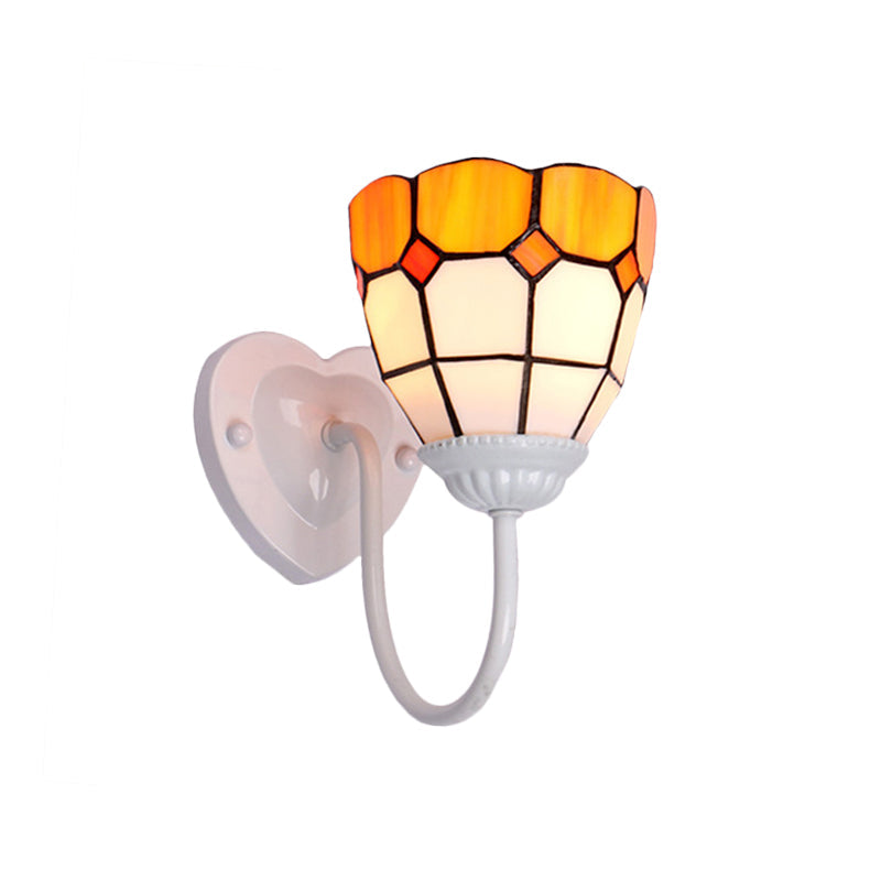 BowLift | Dome Wall Lamp Baroque Yellow Glass 1 Head White/Blue/Antique Brass Sconce Lamp for Hallway