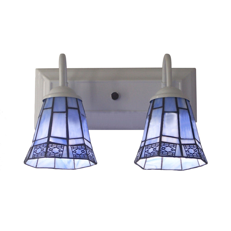 BowLift | Bell Wall Lighting Mission Style Toughened Glass 2 Heads Wall Lamp in Blue for Dining Room